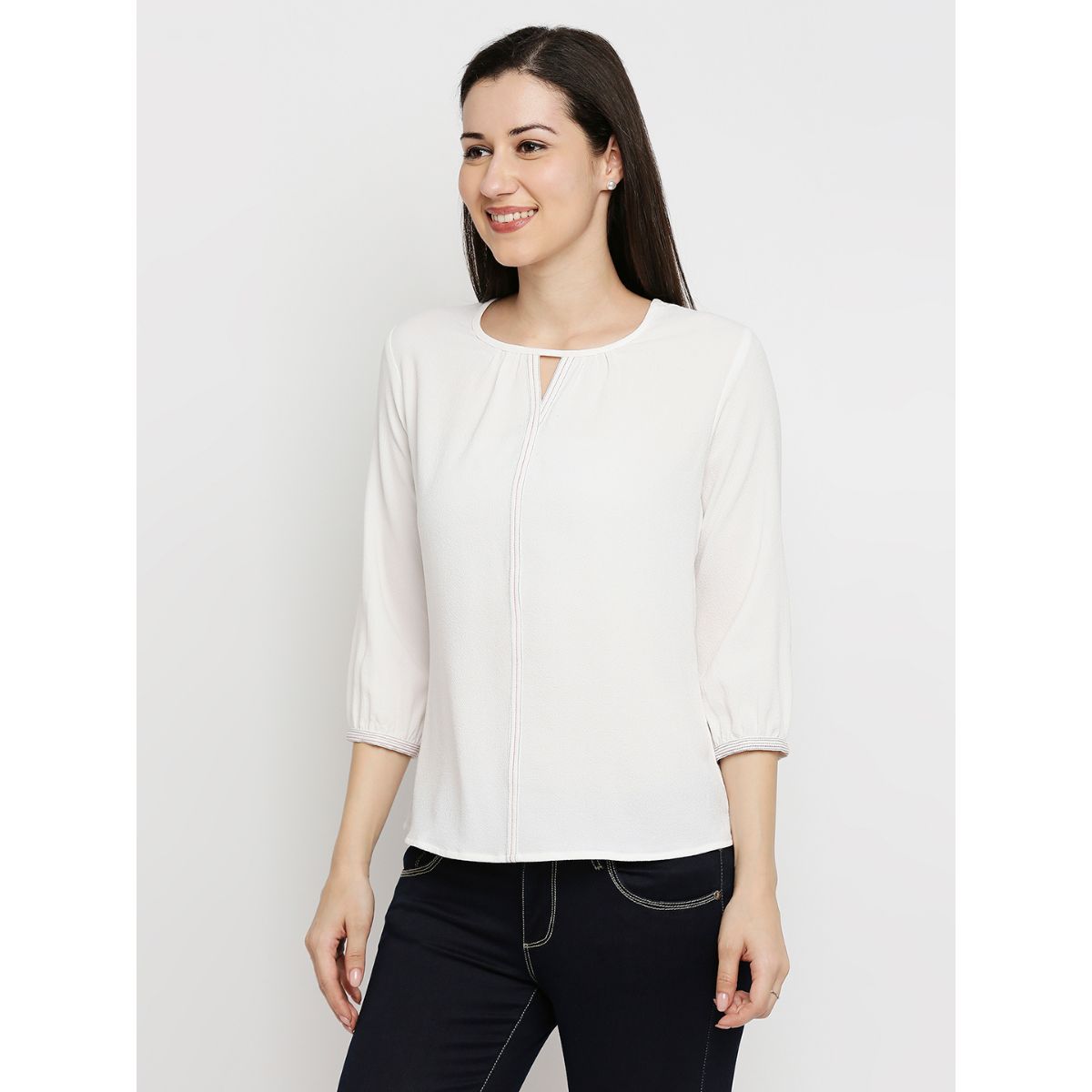 Mantra white solid key hole top