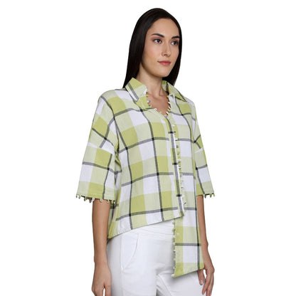 Mantra green cotton Asymmetrical Shirt