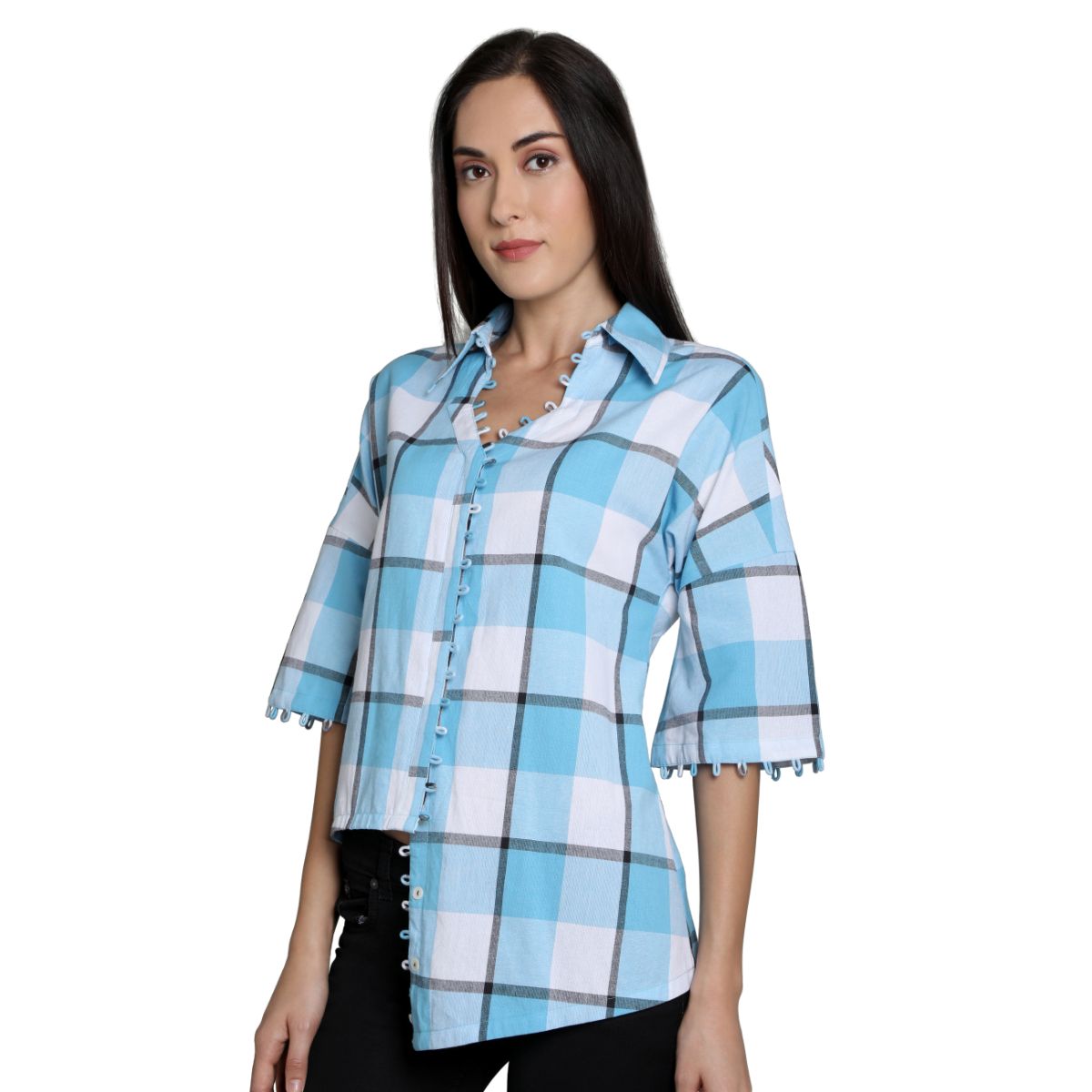 Mantra Blue cotton Asymmetrical Shirt