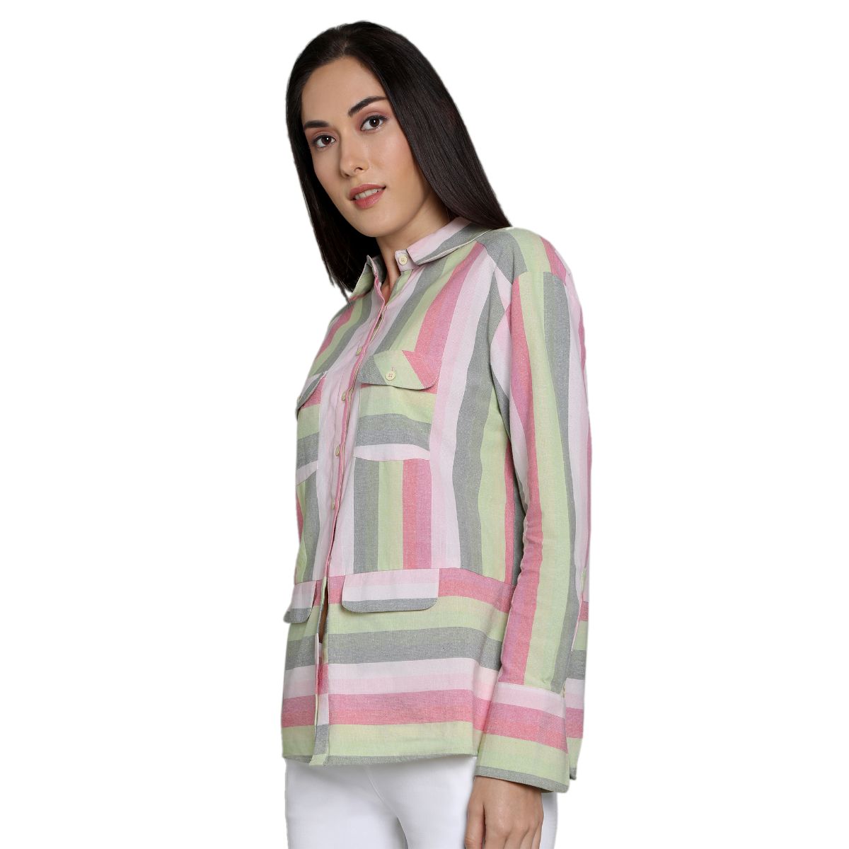 Mantra pink stripe Cotton Boxy shirt
