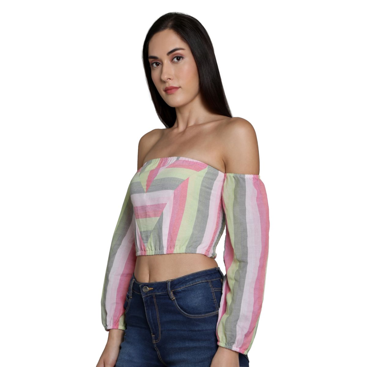 Mantra Pink cotton Off shoulder crop top