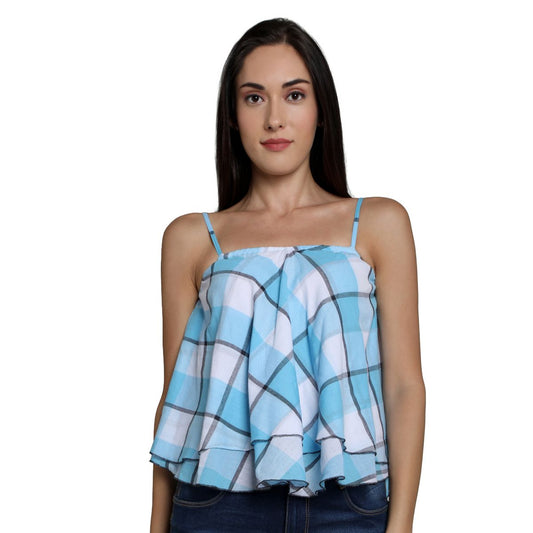 Mantra Blue cotton printed Crop top