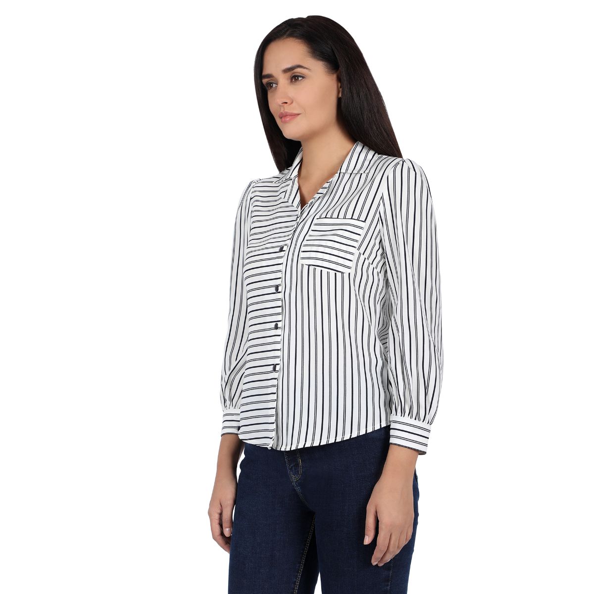 Mantra white printed Double collar shirt