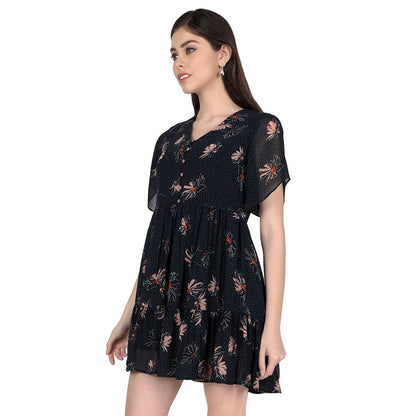 Mantra blue floral printed Dress