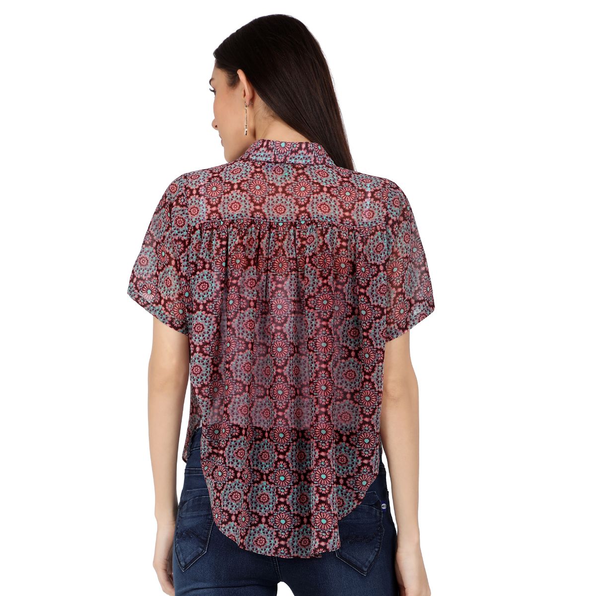 Mantra Magneta printed Flouncy shirt