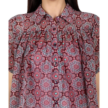 Mantra Magneta printed Flouncy shirt