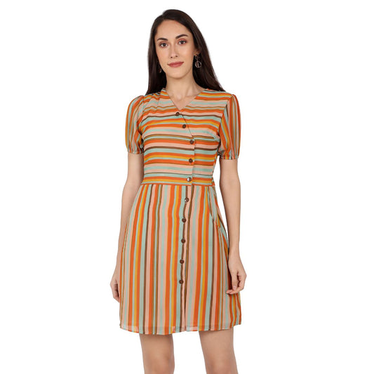 Mantra mustard georgette Overlap dress