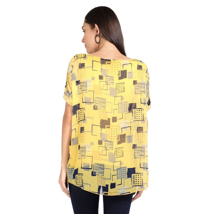 Mantra yellow printed Semi-Kaftaan top