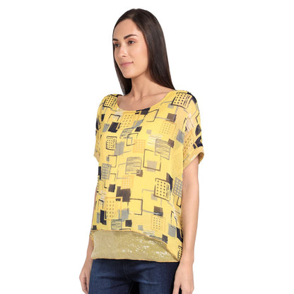 Mantra yellow printed Semi-Kaftaan top