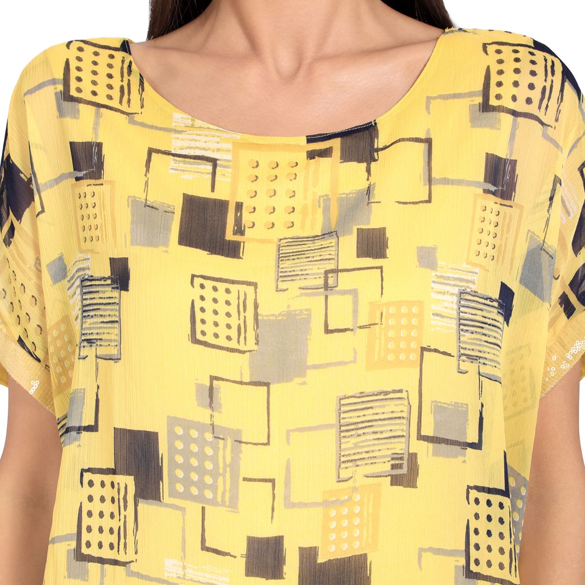 Mantra yellow printed Semi-Kaftaan top