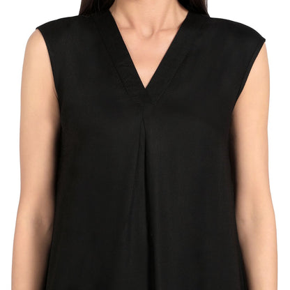 Mantra black solid A-line dress