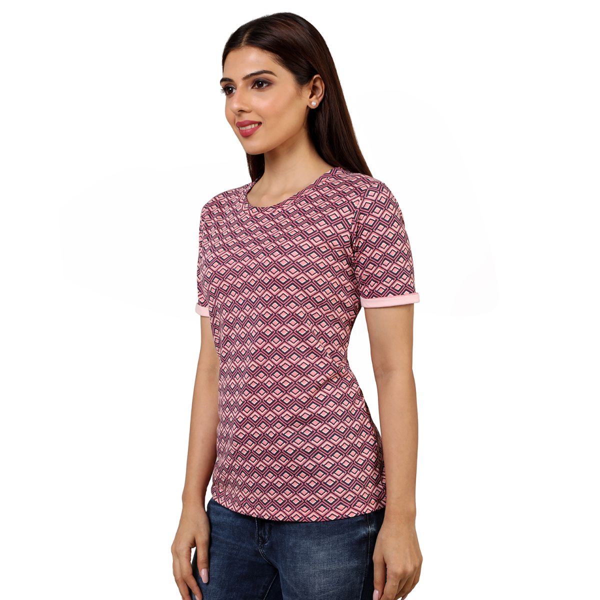 Mantra pink Basic rolled up T-Shirt