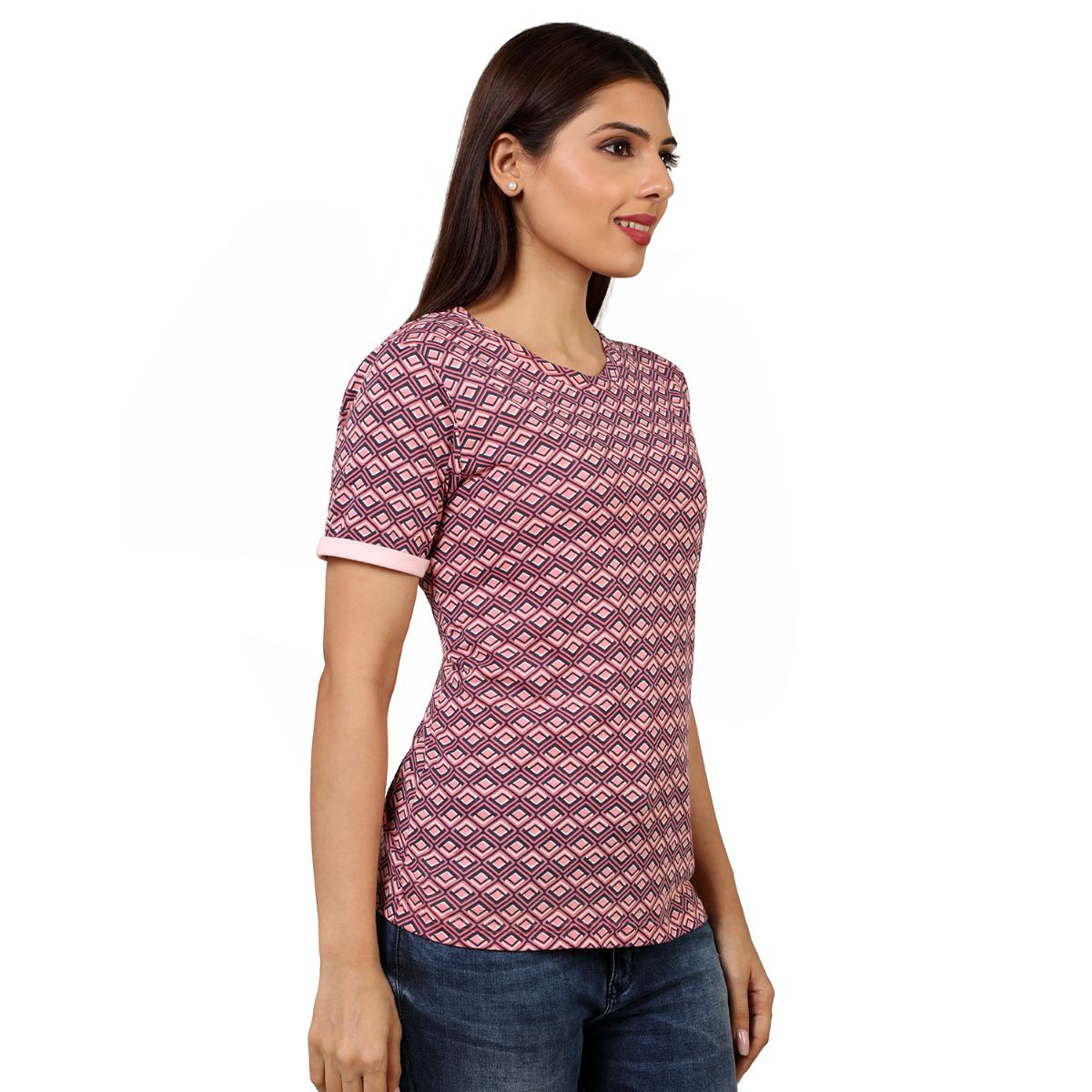 Mantra pink Basic rolled up T-Shirt