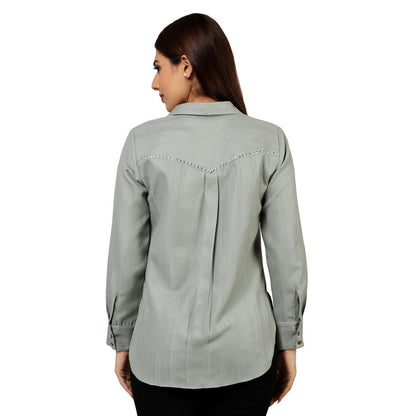 Mantra Sage green Studded shirt