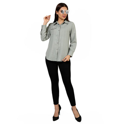 Mantra Sage green Studded shirt