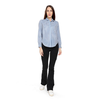 Mantra blue cotton Gather shirt