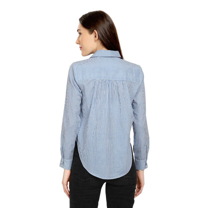 Mantra blue cotton Gather shirt