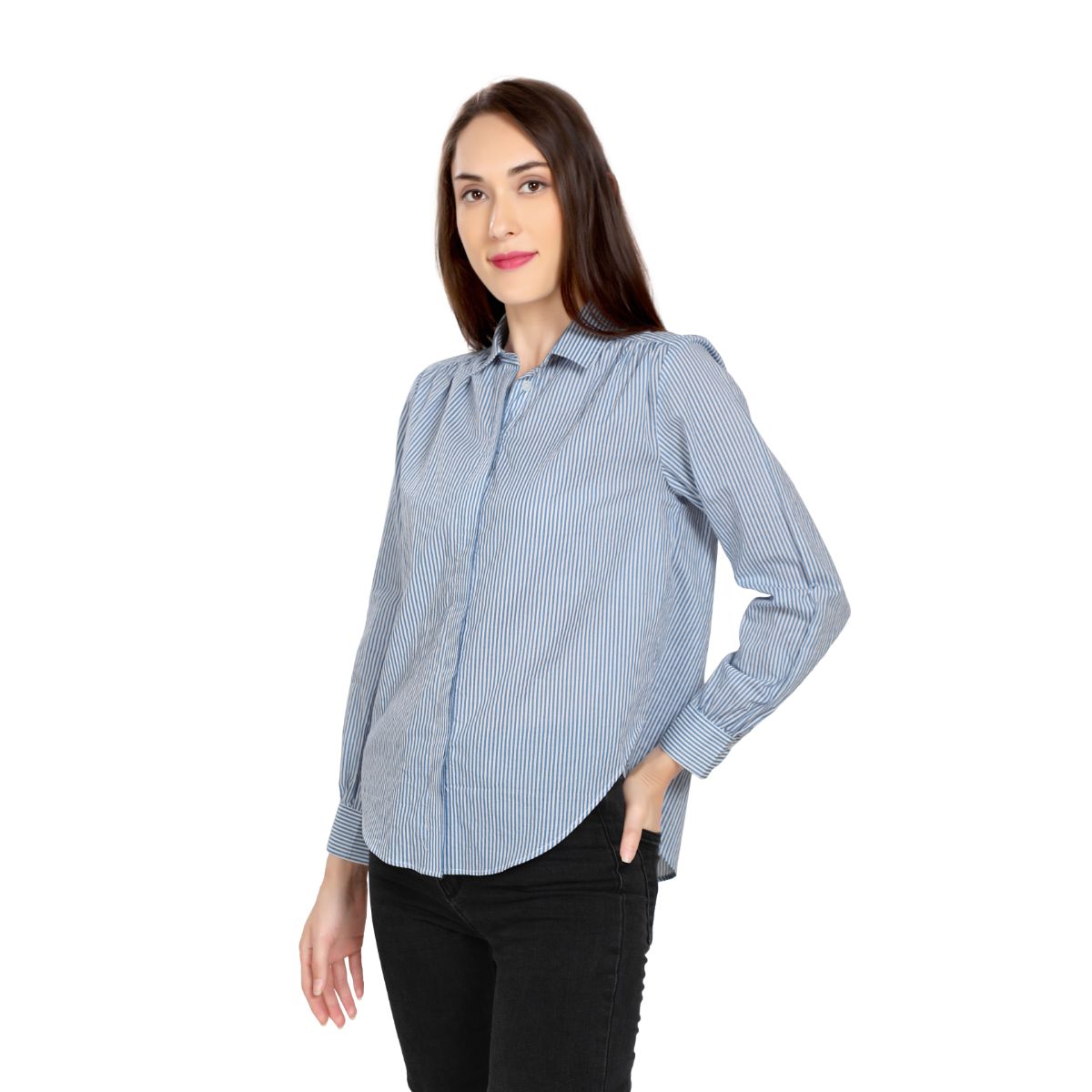 Mantra blue cotton Gather shirt