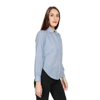 Mantra blue cotton Gather shirt