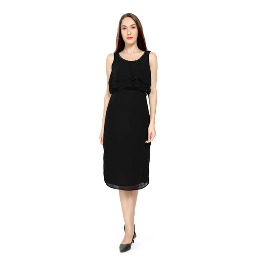 Mantra Black georgette  layered dress