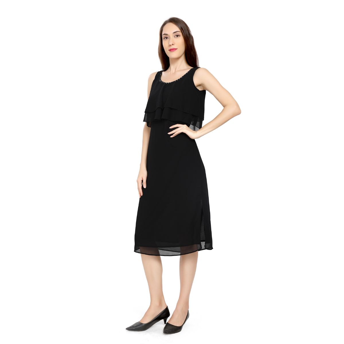 Mantra Black georgette  layered dress