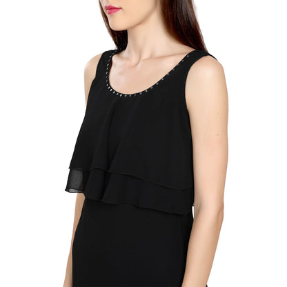 Mantra Black georgette  layered dress