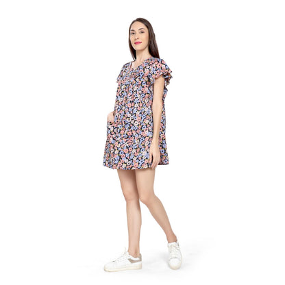 Mantra navy Loose fit gather dress