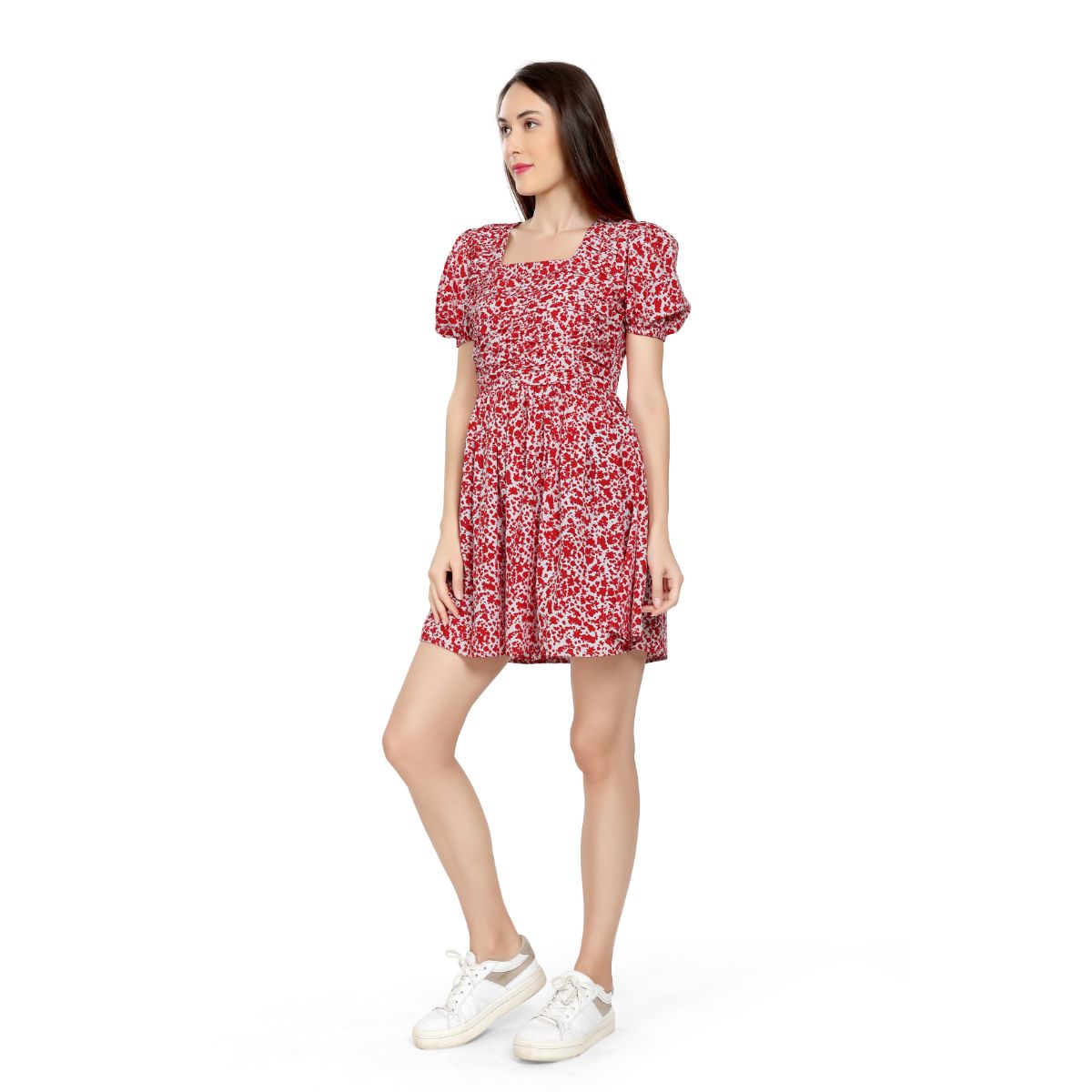 Mantra red Pleated gather dress