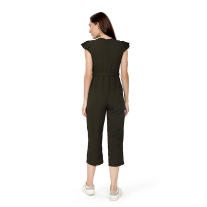 Mantra green Basic jumpsuit with belt