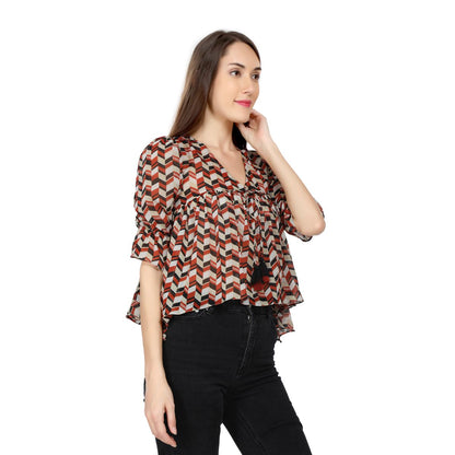 Mantra red chiffon Flouncy top