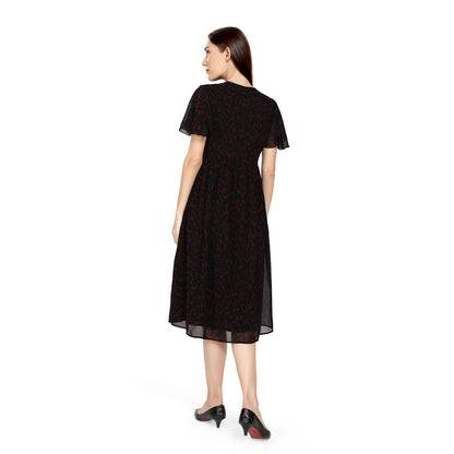 Mantra Black Gather dress with belt