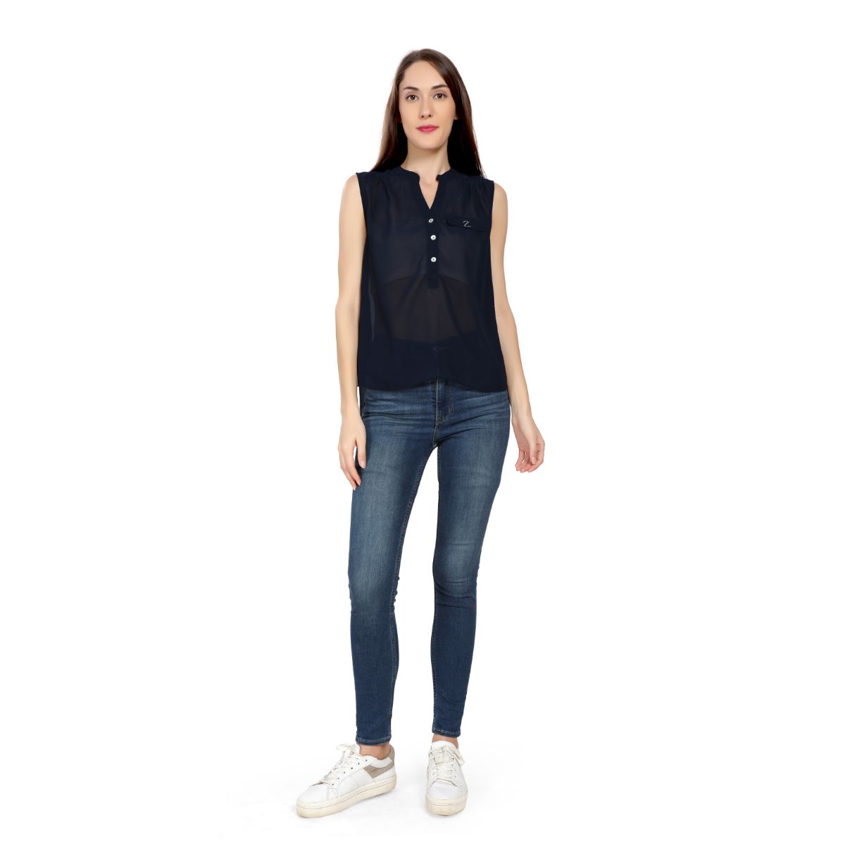 Mantra Navy Blue Basic sleeveless top