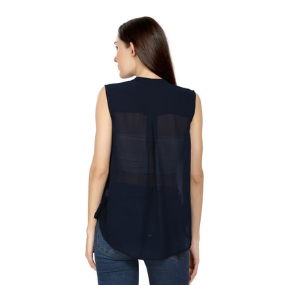 Mantra Navy Blue Basic sleeveless top