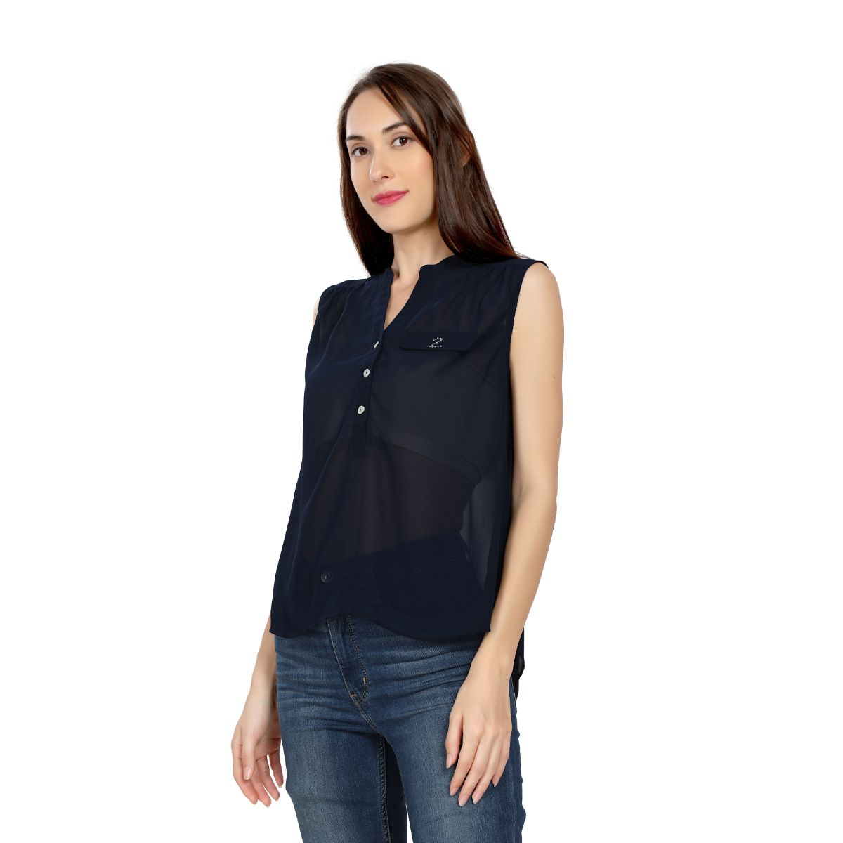 Mantra Navy Blue Basic sleeveless top