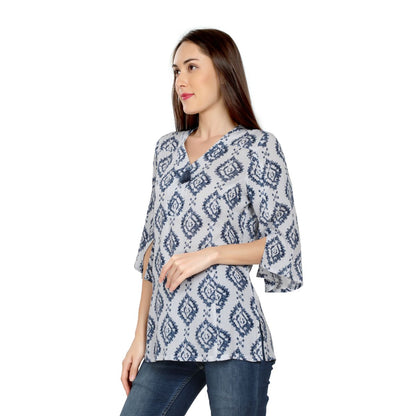 Mantra White  Basic printed Top