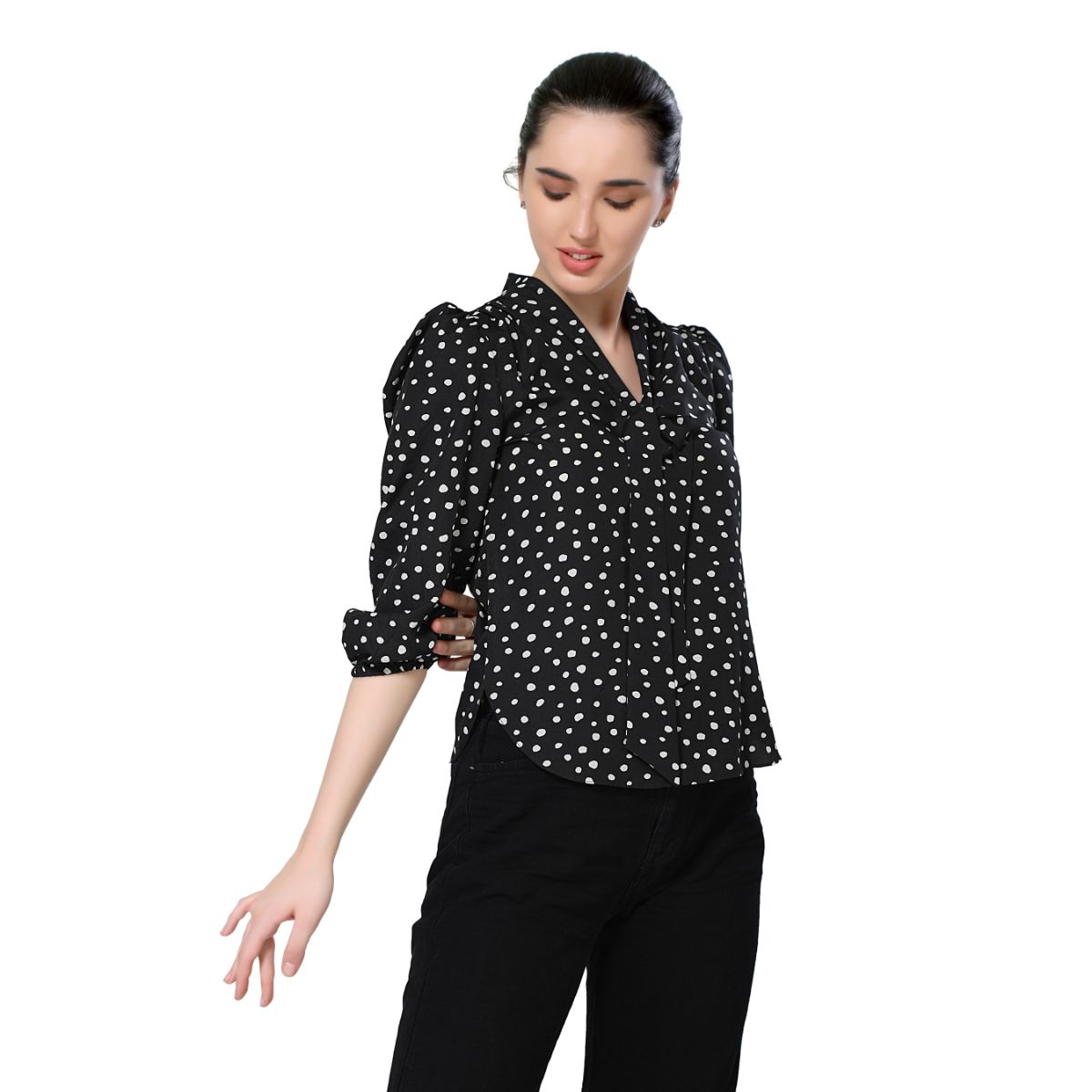 Mantra black printed tie-up top