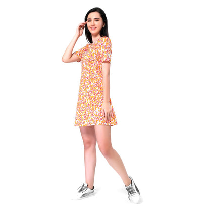 Mantra yellow printed A-line summer dress