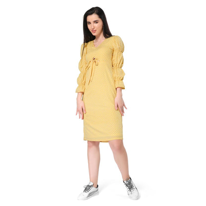 Mantra yellow printed peek a boo dress