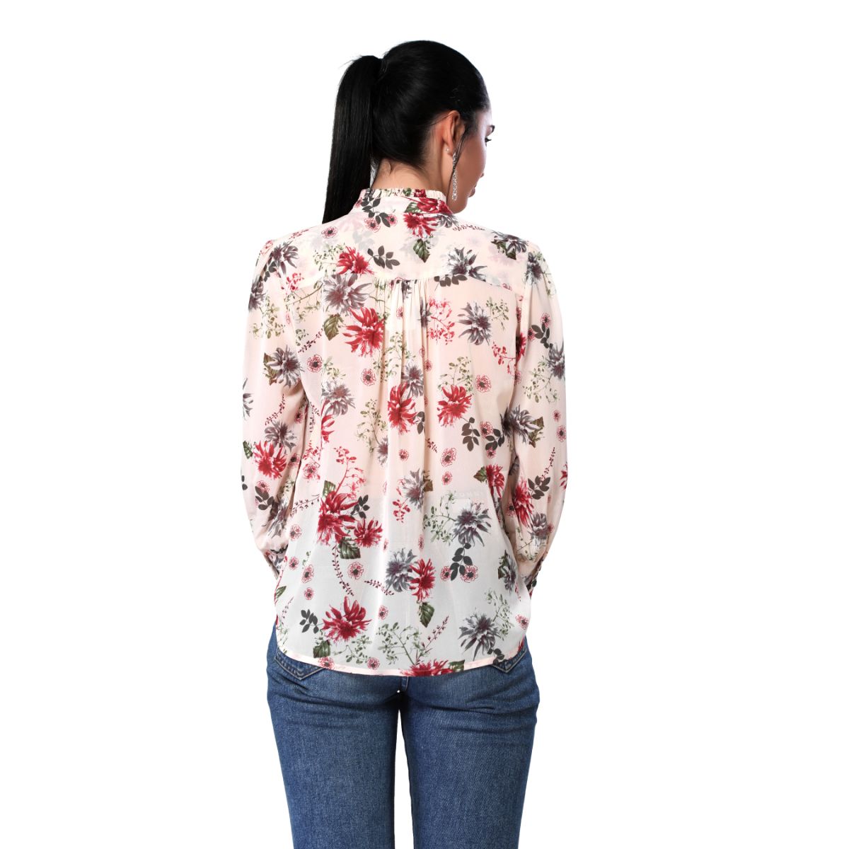 Mantra pink white floral printed pleated Shirt