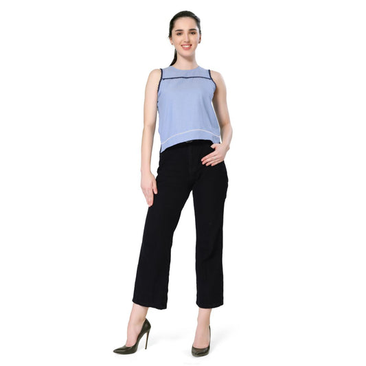 Mantra blue sleeveless crop top