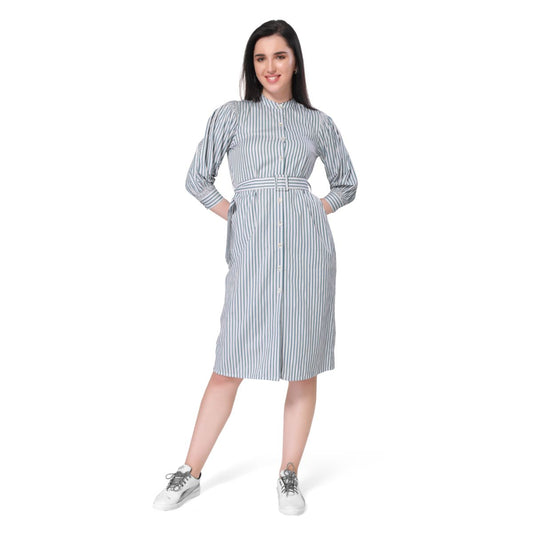 Mantra blue white stripe shirt dress