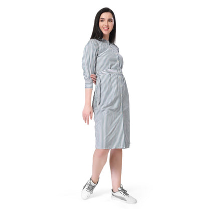 Mantra blue white stripe shirt dress