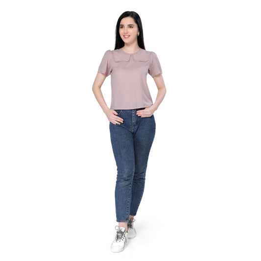 Mantra pink blush sailor collar top