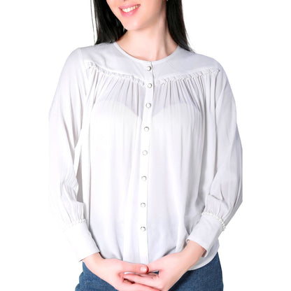 Mantra white solid gathered top