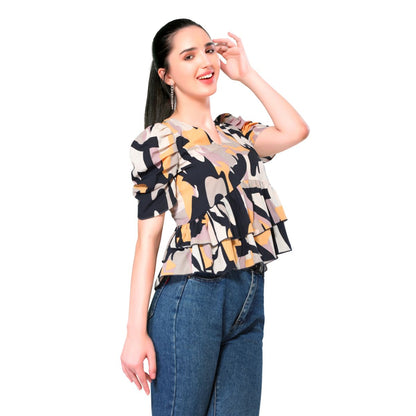 Mantra multi colored abstract printed top