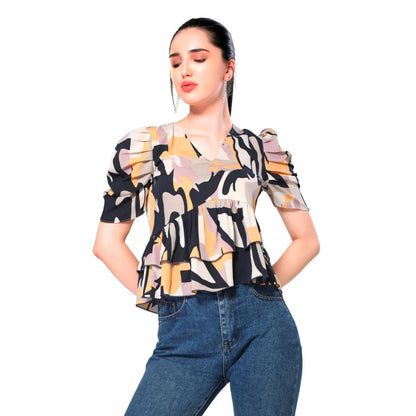 Mantra multi colored abstract printed top