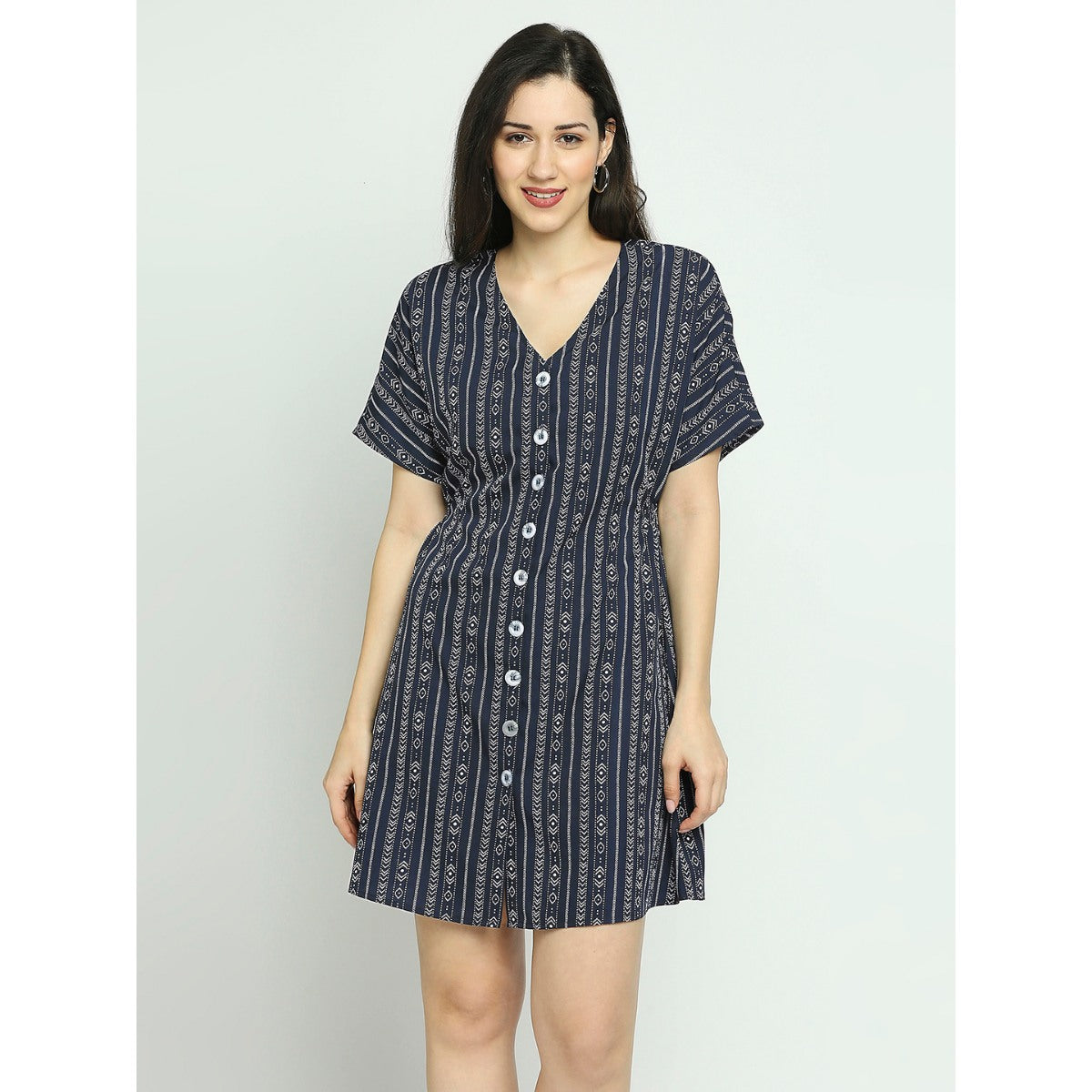 Mantra blue printed shirt dress