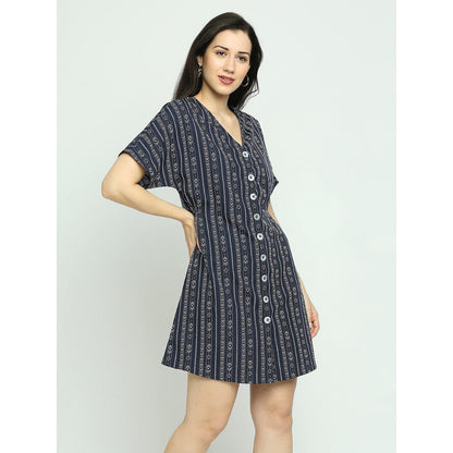 Mantra blue printed shirt dress