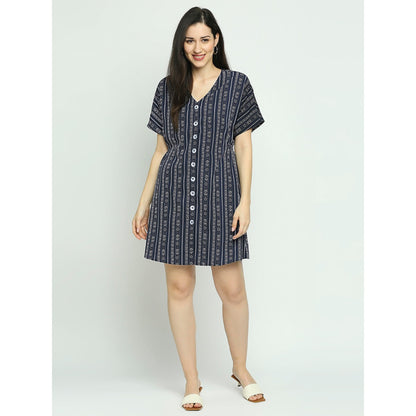 Mantra blue printed shirt dress