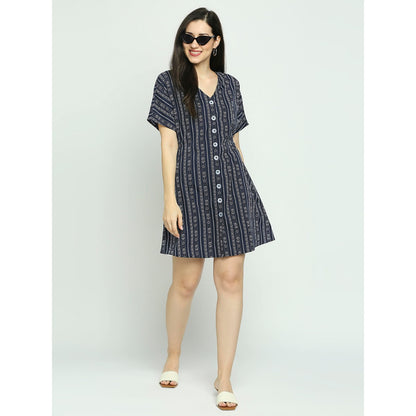 Mantra blue printed shirt dress